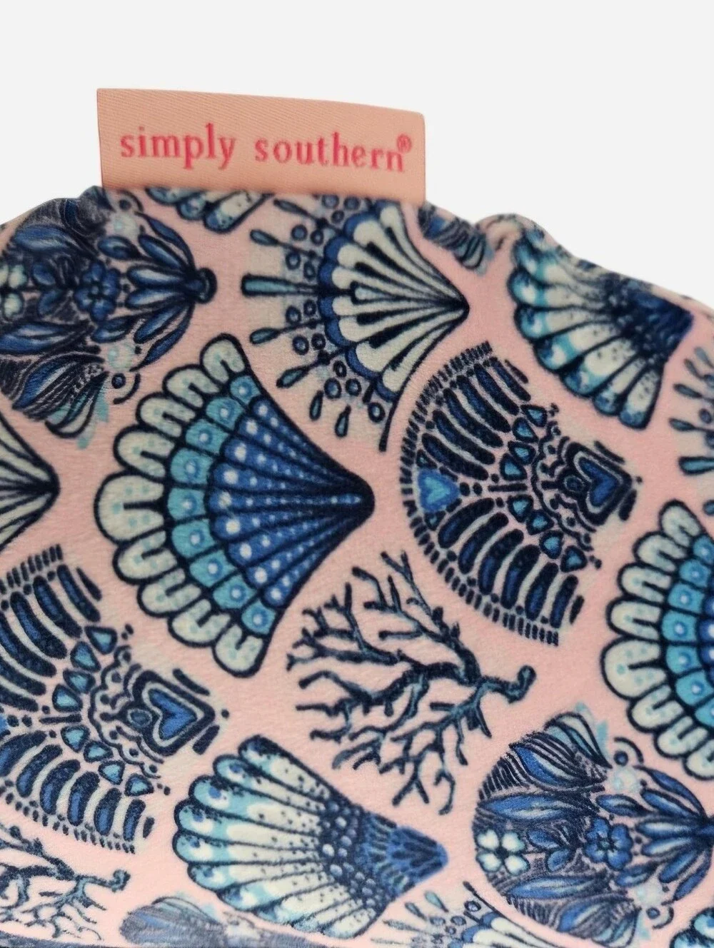Simply Southern blue seashell and coral pattern travel neck pillow NEW